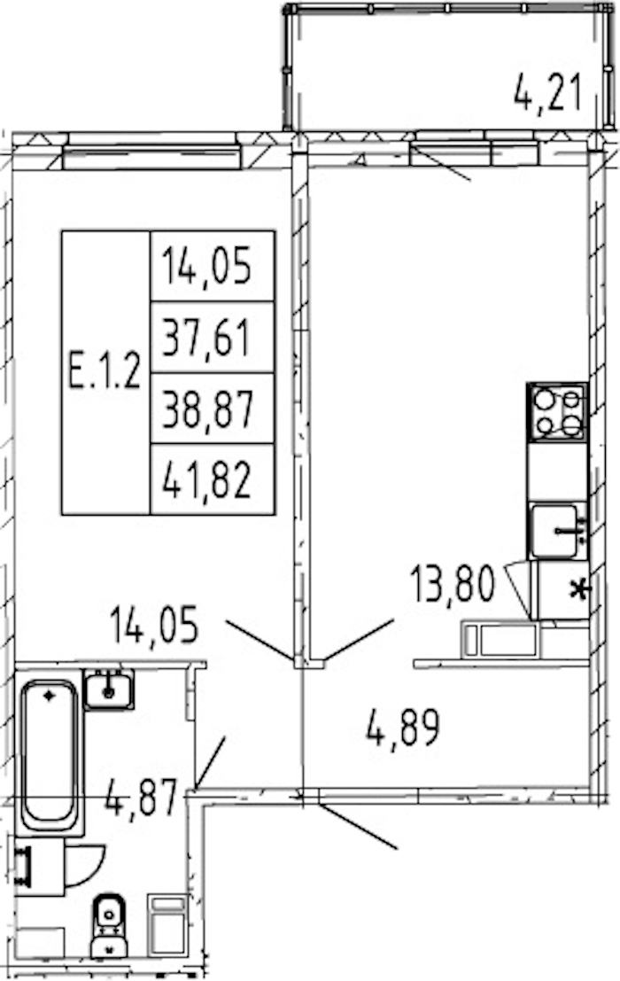 1-комнатная квартира 37.61 м², 2/12 эт., ЖК «Полис ЛАВрики»